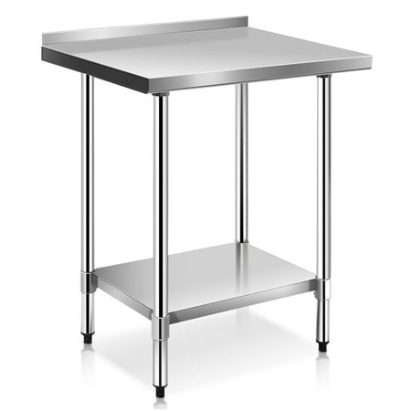 Stainless Work Prep Table Costway 24'' x 30'' Stainless Steel Work Prep Table with Backsplash Kitchen Restaurant ()