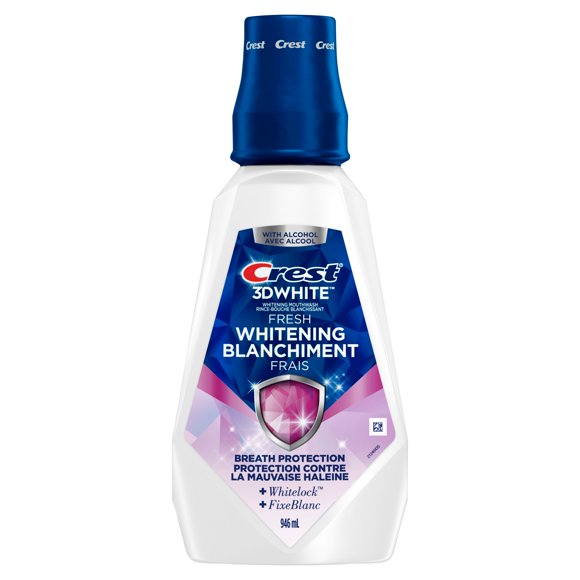 Crest 3D White Rince-Bouche/Rince-Bouche Blanchissant Frais, Prévient les Taches en Surface, Élimine des Millions de Bactéries Causant la Mauvaise Haleine, Sans Alcool, Saveur de Menthe Arctique