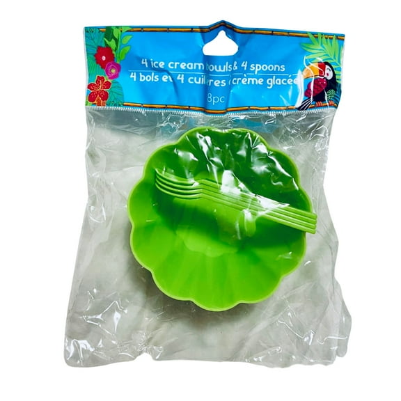Plastic Ice Cream Bowls for Kids, Ice Cream Bowls and Spoons, 8-pieces plastic Ice Cream Bowls and Spoons