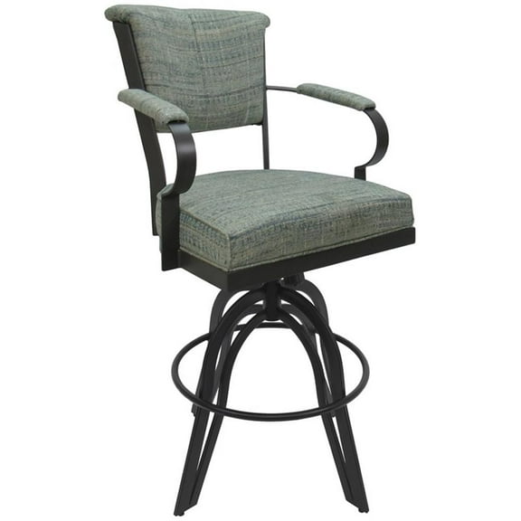 Miami 30" Metal Bar Stool on A Base-  Watusi Aquatint - Grey