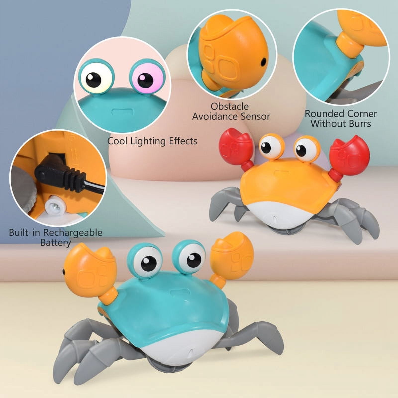 Crawling Crab Baby Toy - Infant Tummy Time Toys 3 4 5 6 7 8 9 10 11 12 Babies Boy 3-6 6-12 Learning Crawl 9-12 12-18 Walking Toddler 36 Months Old Music Development 1st Birthday Gifts