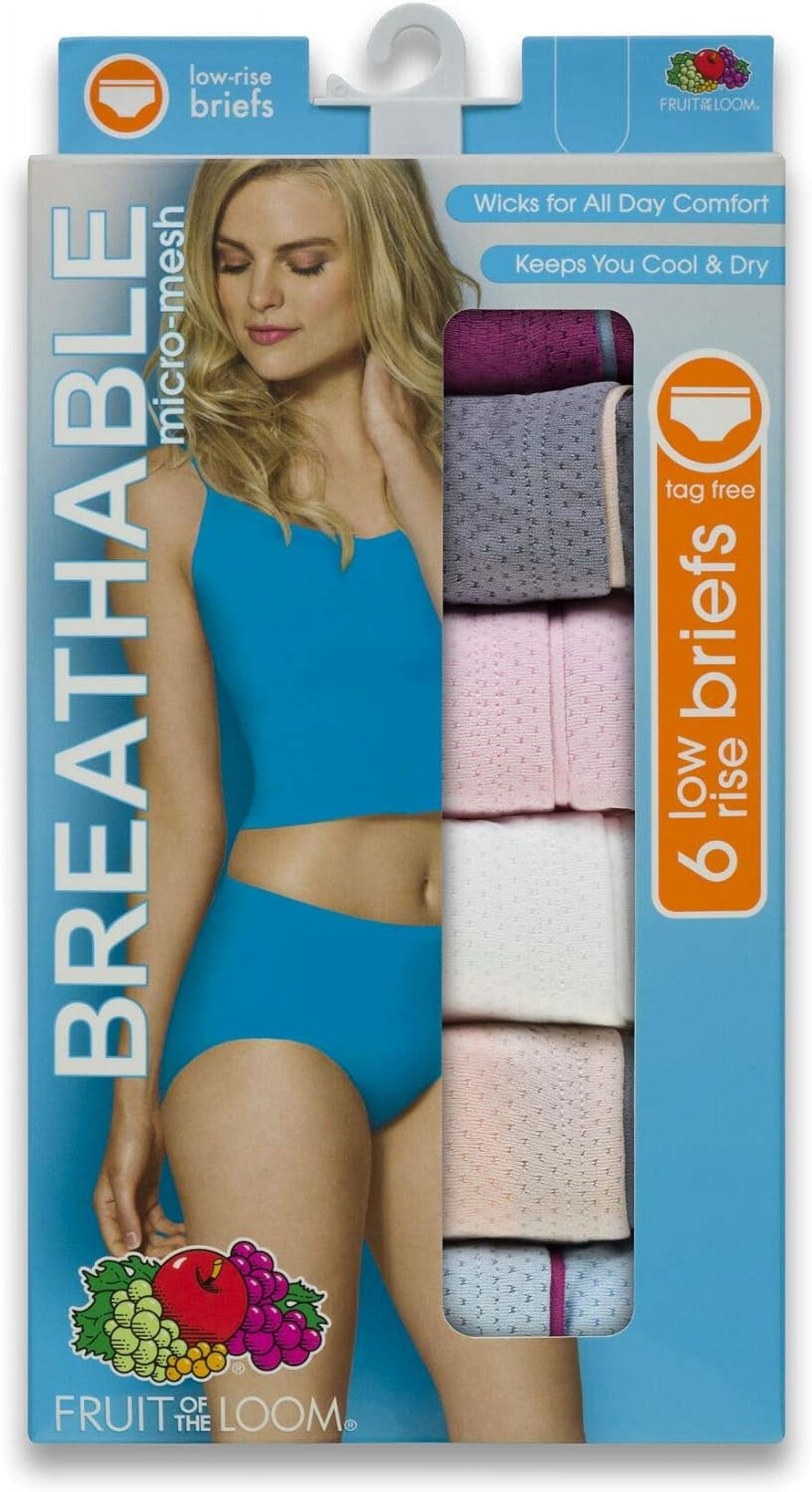 Fruit of the Loom, Intimates & Sleepwear, Fruit Of The Loom Womens  Breathable Micromesh Low Rise Brief 8 Pack Size 7