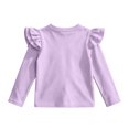 thumbnail image 2 of YOUYEDIAN Girls Long Sleeve Shirt Toddler Soft Comfy Crewneck Tops with Ruffle Trim, 2 of 4