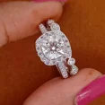 thumbnail image 4 of Forever Jewels 3.50Ct Cushion Moissanite Womens Wedding Bridal Ring Set 14K White Gold Plated, 4 of 6