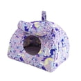 thumbnail image 4 of Casa de nido de pájaros cálidos de invierno, carpa de lecho de cueva de escondite, cabaña de cobertizo para pájaros colgando hamaca para loros, azules Violeta, 4 of 9