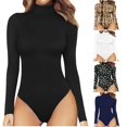 thumbnail image 2 of Aayomet Workout Jumpsuits For Women Women's Printing Fashion Turtle Neck Tops Long Sleeve Bodysuit Jumpsuit,Black S, 2 of 5