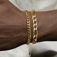 thumbnail image 3 of Vnox Basic Men's Cuban Twist Rope Chain Bracelets 1/2/3Pcs in One Set, Gold Color Stainless Steel Figaro Wheat Links GC, 3 of 6