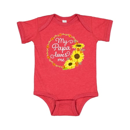 

Inktastic My Papa Loves Me with Sunflower Wreath Gift Baby Boy or Baby Girl Bodysuit