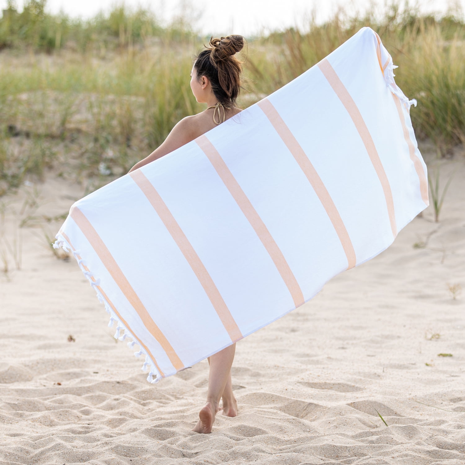 Impressions Ula Stripe Fouta Beach Towel with Tassels