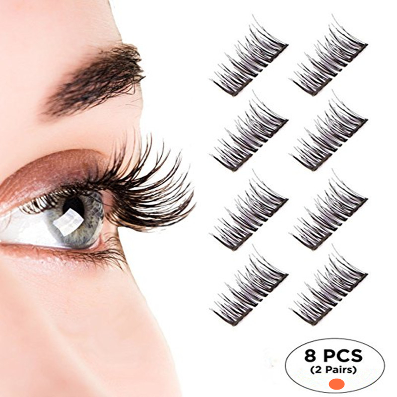 8PCS/4Pairs 3D Double False Eyelashes Natural Look Makeup Eye