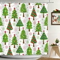 thumbnail image 2 of Christmas Tree Shower Curtain Red and Green Xmas Pine Tree Shower Curtain Winter Snowflake Pattern Shower Curtains for Bathroom Decor Holiday Decorative Waterproof Bathroom Curtains 72x72in, 2 of 6
