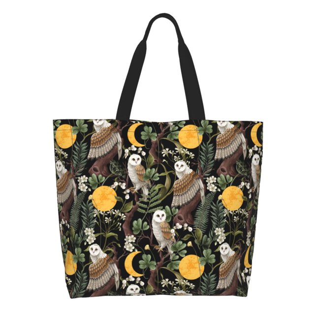 Balery Owls And Plants Bolsa Tote Estilo Estético con Cremalleras, Bolsa de Hombro, Bolsa de Compras Grande y Plegable