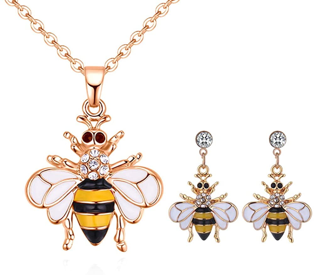 Bee Earrings Necklace Set, Cute Bee 