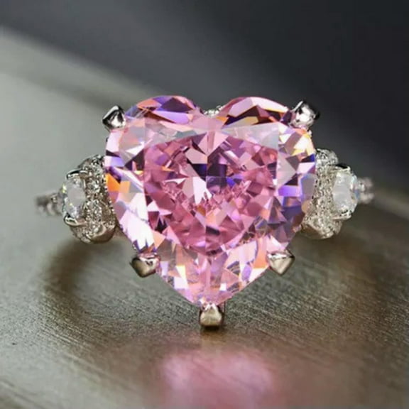 Heart Cut Cubic Zircon Women Wedding Ring Gift Pretty 925 Silver Ring Sz 6-10