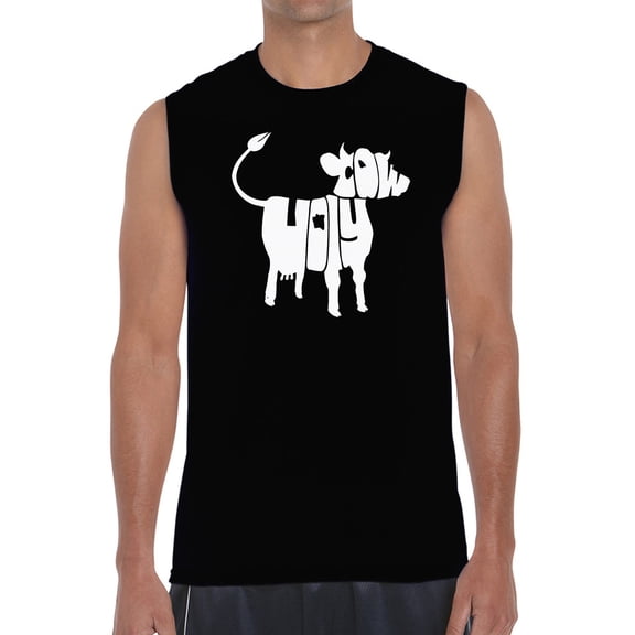Men's Word Art Sleeveless T-shirt - Holy Cow