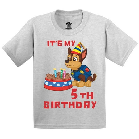 

Paw Patrol 5th Birthday Tee - Toddler Girls Boys Chase Bday T-shirt for Age 5 Years Old 5T