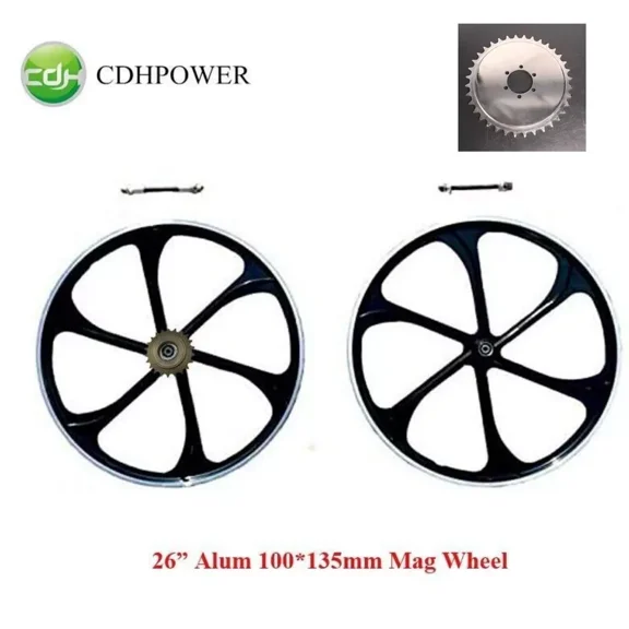 26" Bike Wheel Aluminum Alloy Mag Wheel/ Road Bicycle Rim & 22T Rotary Flywheel & 36T Sprocket