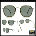 thumbnail image 2 of Double Rim Octagonal Classical Metal Rim Rectangular Hipster Sunglasses Gunmetal Green - Green, 2 of 7