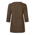 thumbnail image 5 of Feancey Womens 3/4 Length Sleeve Tops Casual Business Summer Tees Quarter Zip Up Collarless T-Shirt Dressy Trendy Going Out Blouse Brown M, 5 of 6