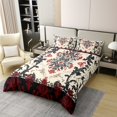 thumbnail image 2 of Erosebridal Housse de Couette Rétro Aztèque 100 % Coton Format Double, Ensembles de Literie Boho Floraux Rouges Format Double, Décor Western, Léger (Sans Couette), 2 of 6
