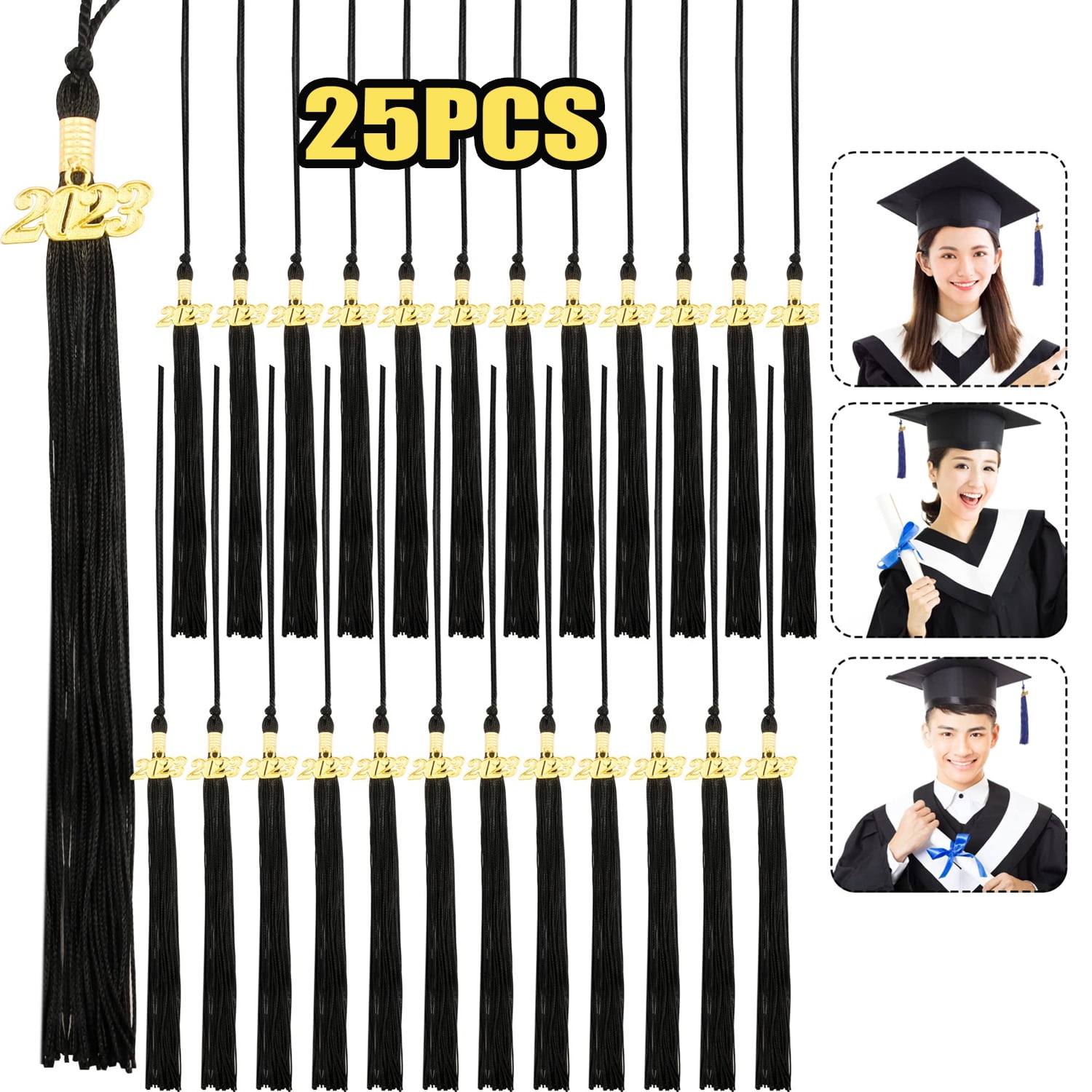 25 Pcs 2023 Graduation Tassels Academic Graduation Cap Hat Tassel with