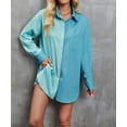 thumbnail image 4 of Color Block Button Down Shirt, Blue, Large, 4 of 5