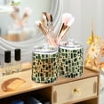 thumbnail image 3 of Yayeee 2 Pack Qtip Holder Bathroom Cotton Swab Canister with Lid Clear Dispenser Set, Green Geometric, 3 of 6