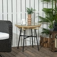 thumbnail image 2 of Outsunny Rattan Side Table w/ PE Rattan and Tempered Glass Top, Beige, 2 of 10