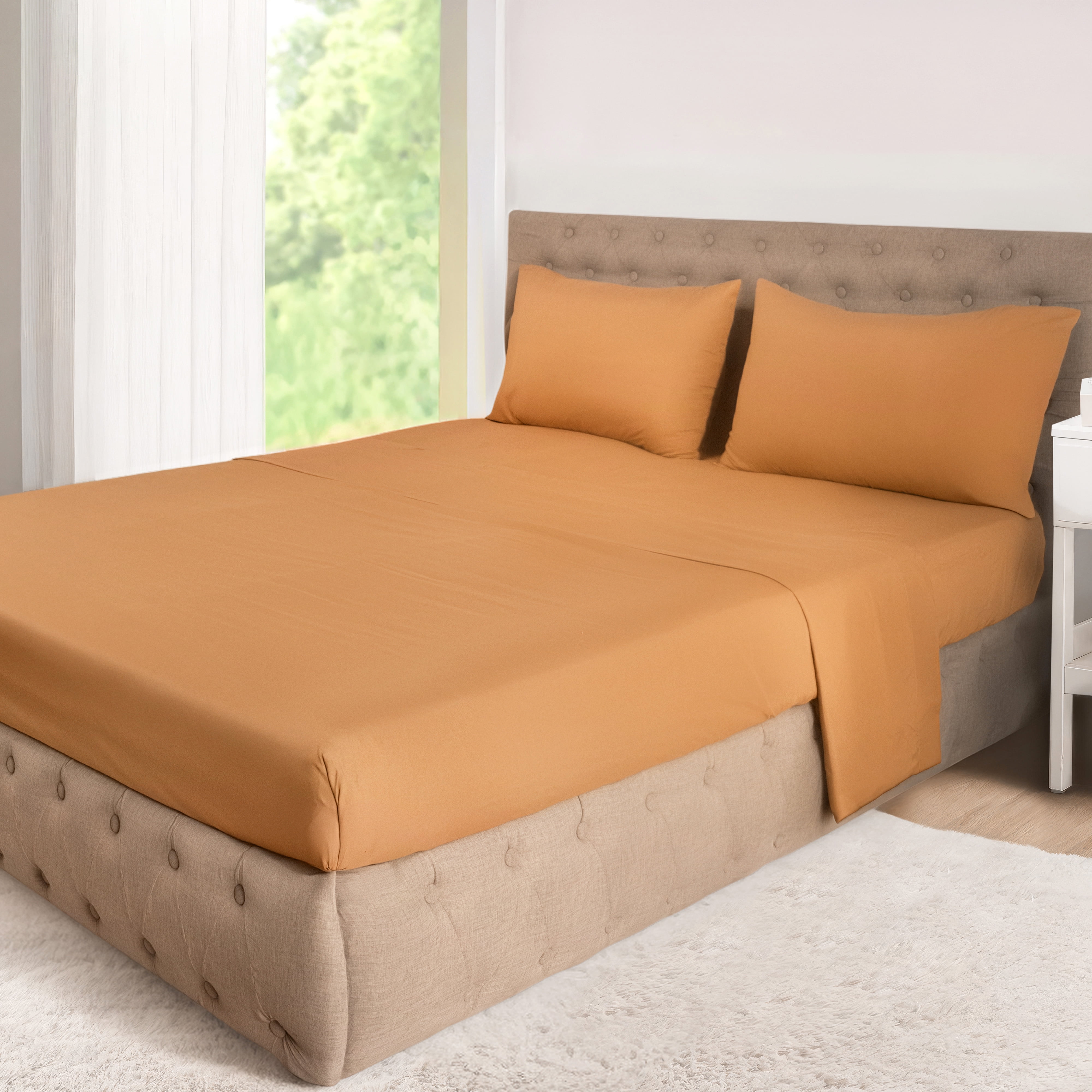 Mainstays All in One Reversible Comforter and Sheet Set- 7 Piece, Queen, Red Canyon