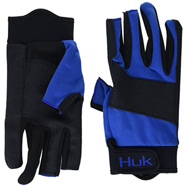 HUK Standard Wiring Cut Resistant Fishing Gloves, Blue, SmallMedium