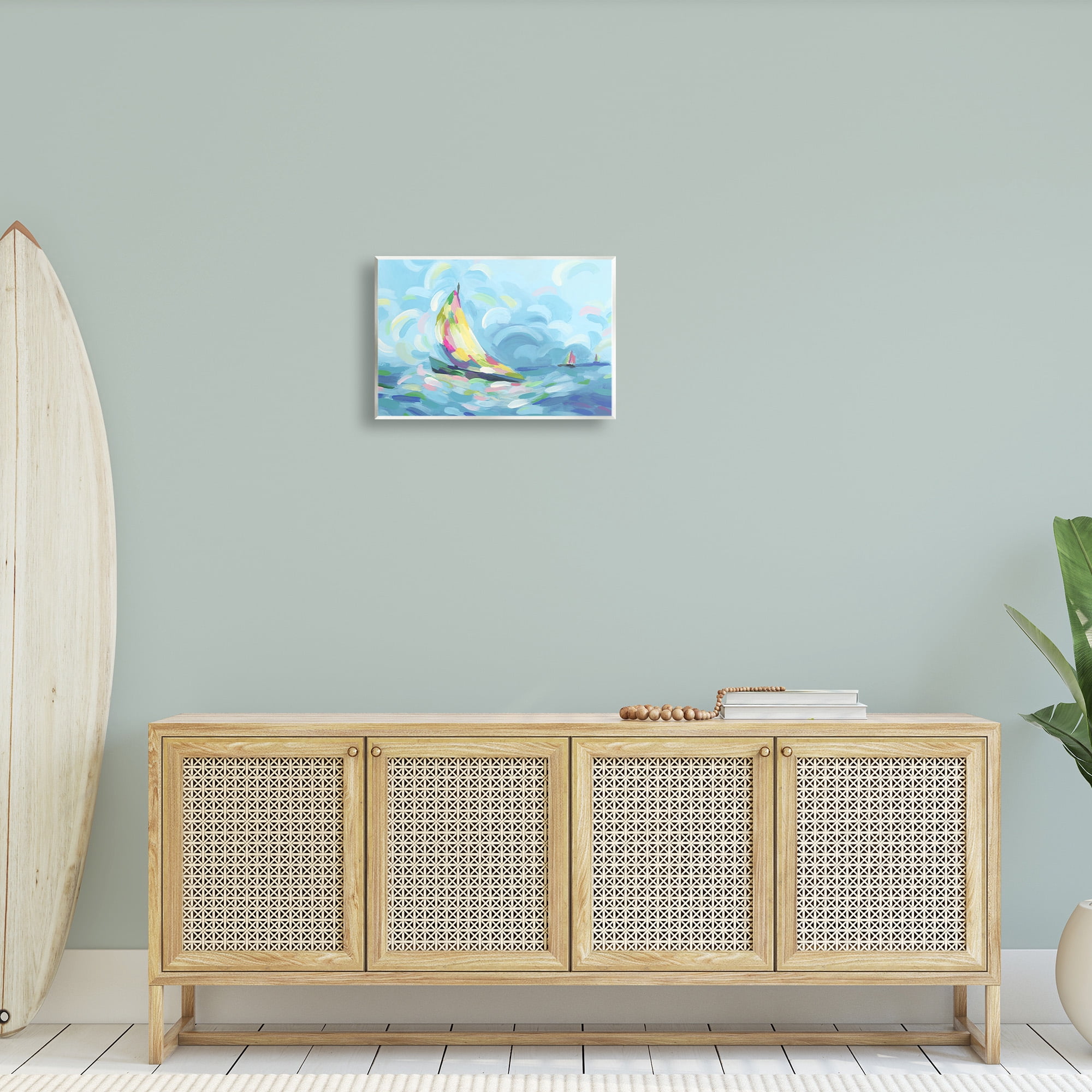 Stupell Industries Abstract Sailboat Scenery Nature Painting Unframed Art Print Wall Art, 19 x 13