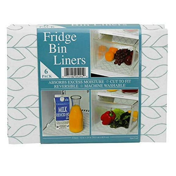 Envision Home 529401 12" x 24"-Slate Leaf Print, 6pk Fridge Bin Liners, 6