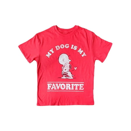 Girls Pink Peanuts Snoopy  My Dog Is My Favorite  Tee Shirt T-Shirt Large 10-12