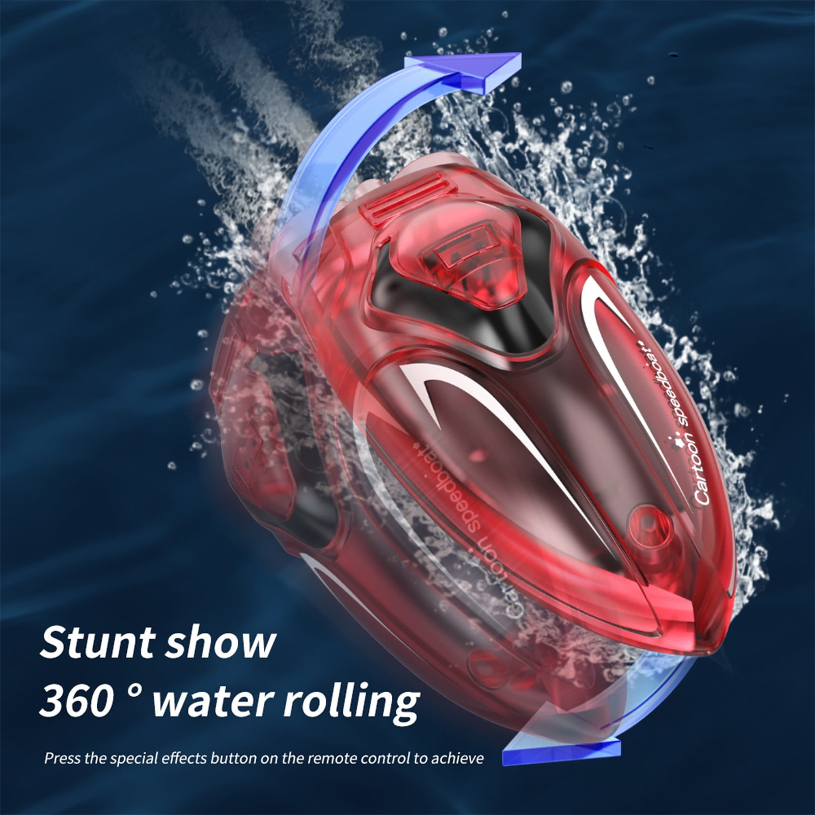 Mini Remote Control Boat Toys 2.4G High Speed RC Boat, Rechargeable Battery Powered RC Boat Fast Charging Play Time, Stunt Control Action RC Boat Indoor Pool Play Toys