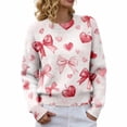 thumbnail image 6 of VISALY Valentines Day Sweaters Love Print Heart Sweater with Bow Oversize Sweaters Trendy Fashion Sweaters Oversize Sweaters Trendy Casual Sweaters Trendy Basic Sweaters Casual Sweater Hot Pink L, 6 of 9