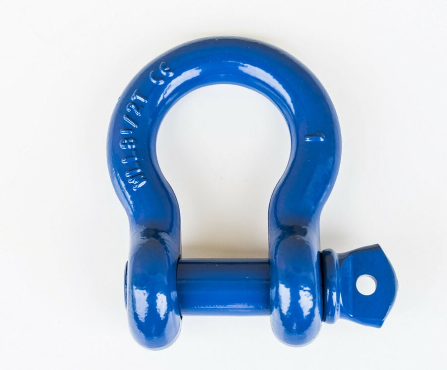 1" Blue D Ring Bow Shackle Screw Pin Clevis Rigging Towing 8.5Ton 18500lb 