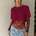 thumbnail image 6 of Wowcloth Women's Crop Top, Chic Solid Color, Slim Fit Short Sleeve for Daily Wear, 6 of 7