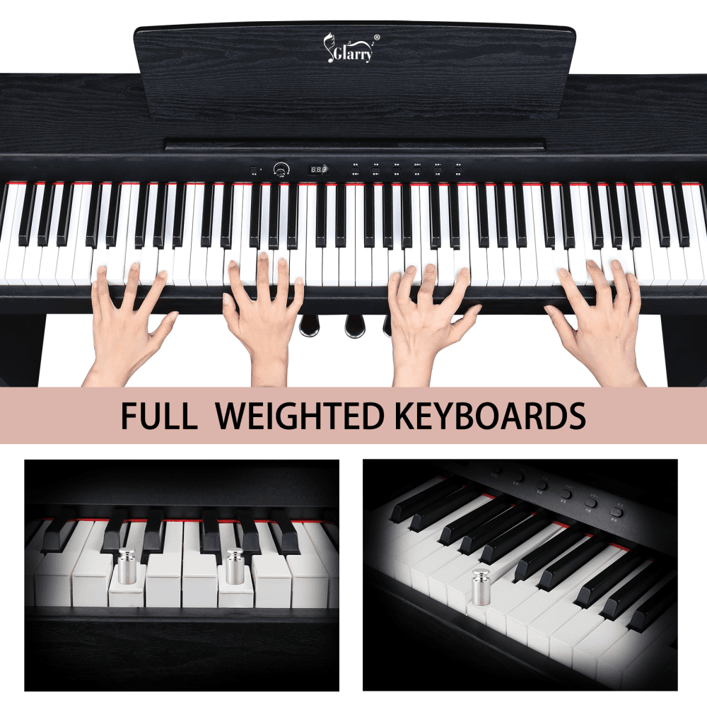 Tcbosik 88 Keys Full Weighted Keyboard with Furniture Stand and Headphone, Digital Piano with Triple Pedals for All Experience Levels, Black