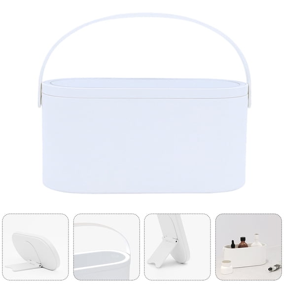 KONTONTY Portable Makeup Bag With Mirror Led Light Plastic Glass 1Pack 9.4x4.6x4.1in
