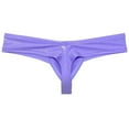 thumbnail image 2 of Botmois Men Cheek Underwear Metallic Wet Look Mini Bikini Boxer Briefs Mini Bikini Trunks 1/3 Rear Skimpy Purple Gray L, 2 of 3