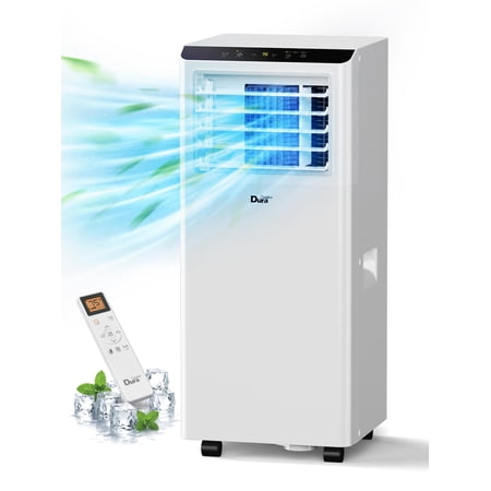 DuraComfort 8500 BTU Portable Air Conditioner, 3-in-1 AC Unit for Bedroom, Cools up to 250 Sq.Ft, White