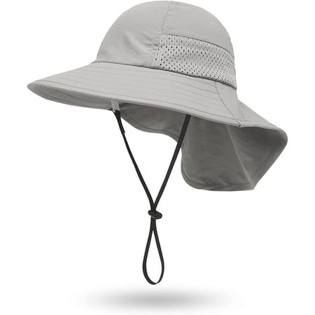 

Muryobao Toddler Kids Baby Girls Boys Sun Hat Summer UPF 50+ UV Protection Caps Wide Brim Neck Flap Beach Play Fishing Hats Grey 3-7 Years