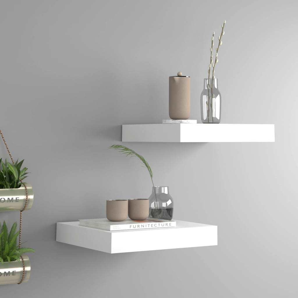 Elegant White Honeycomb MDF Floating Wall Shelf Set, 9.1" Square
