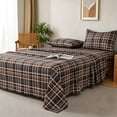 thumbnail image 4 of Jessy Home King 4-Piece Plaid Bed Sheet Set, Soft Microfiber, 14-Inch Deep Pocket, Flat & Fitted Sheet with 2 Pillowcases, Grey Yellow, 4 of 10