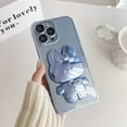 thumbnail image 4 of Funda para iPhone 11 Pro con adorable conejito, soporte oculto, TPU suave, transparente, a prueba de golpes, con espejo 3D y protección para cámara, para mujeres y niñas (azul), 4 of 8