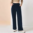 thumbnail image 5 of Women Corduroy Long Pants High Waist Button Zipper Fly Solid Color Straight Wide Leg Trousers with Pockets Daily Wear, 5 of 8