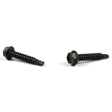 

#10 x 2 Self-Drilling Screws / Unslotted / Hex Washer Head / Steel / Black Oxide - 1000 Piece Carton