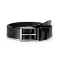 thumbnail image 5 of Punplita Men's Black Genuine Leather Belt with Retro Silver Buckle, 5 of 6