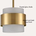 thumbnail image 4 of Claxy 7" Brass Pendant Light with Cylinder Frosted Glass Shade, Hanging Rod, 4 of 8