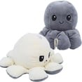 thumbnail image 3 of Pulpo de peluche reversible de doble cara, juguete para bebé (gris y beige), 3 of 14